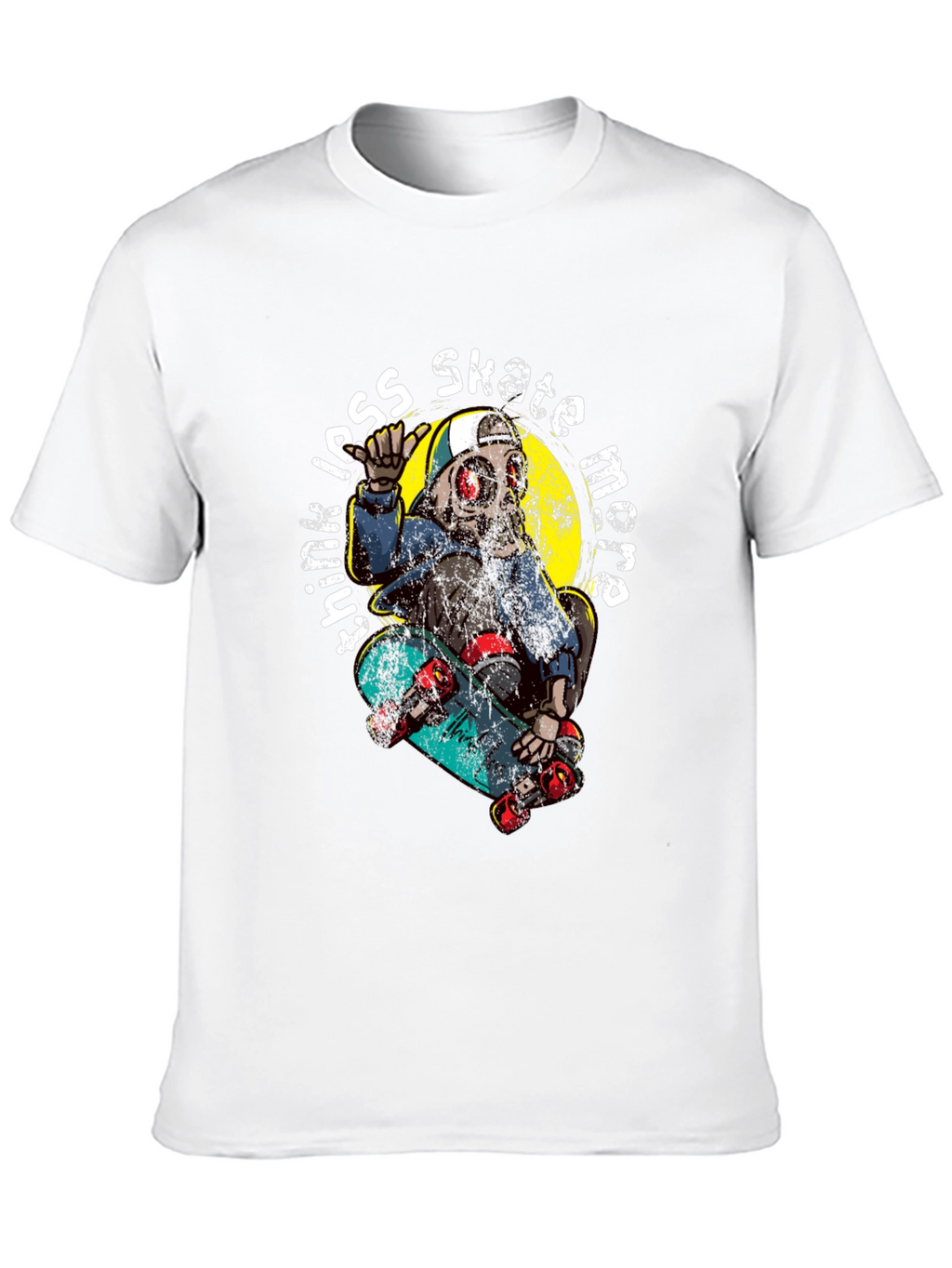 Skate More T-Shirt: Skull Skateboarder Tee