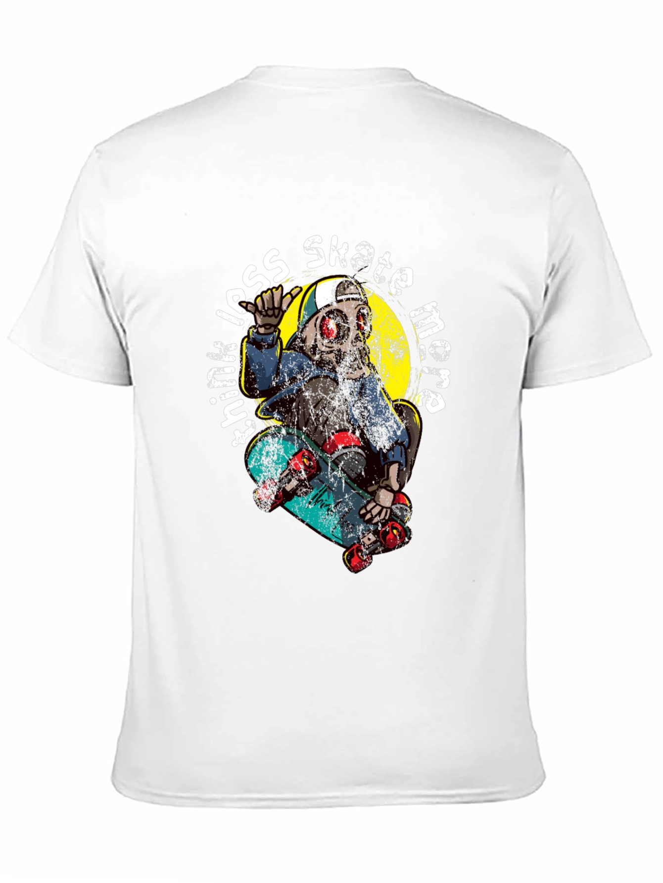 Skate More T-Shirt: Skull Skateboarder Tee