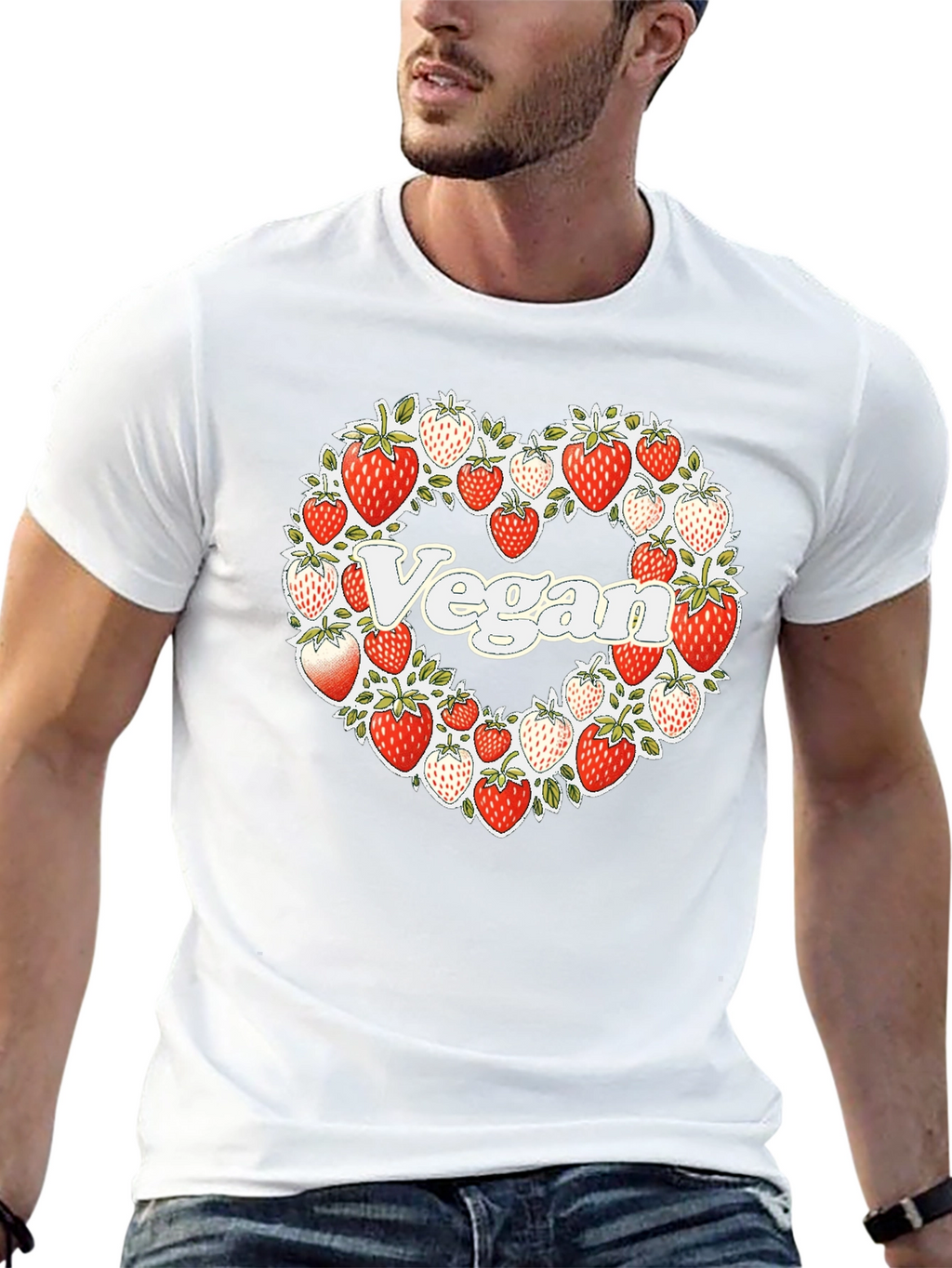 Vegan Strawberry Heart T-Shirt