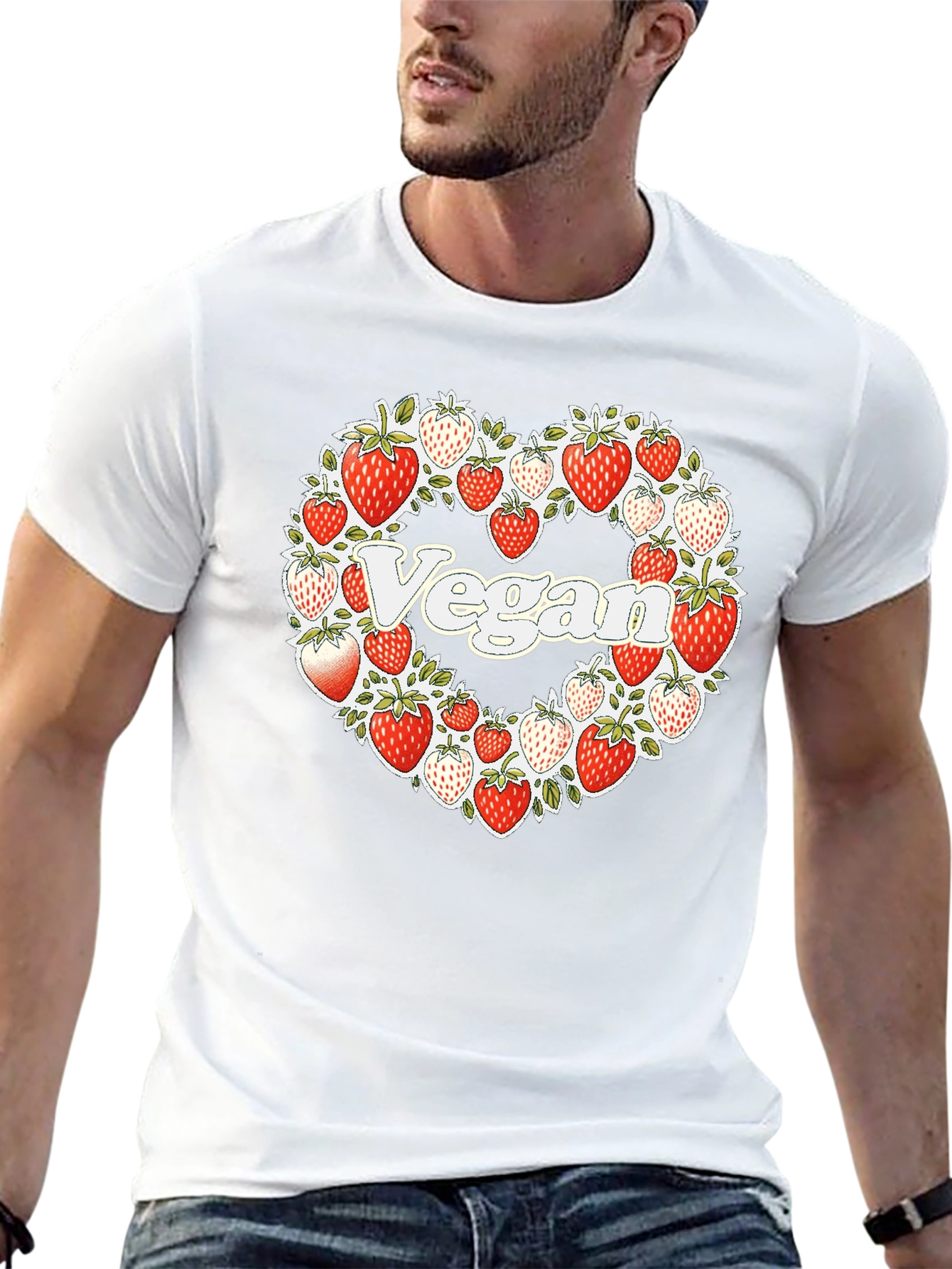Vegan Strawberry Heart T-Shirt