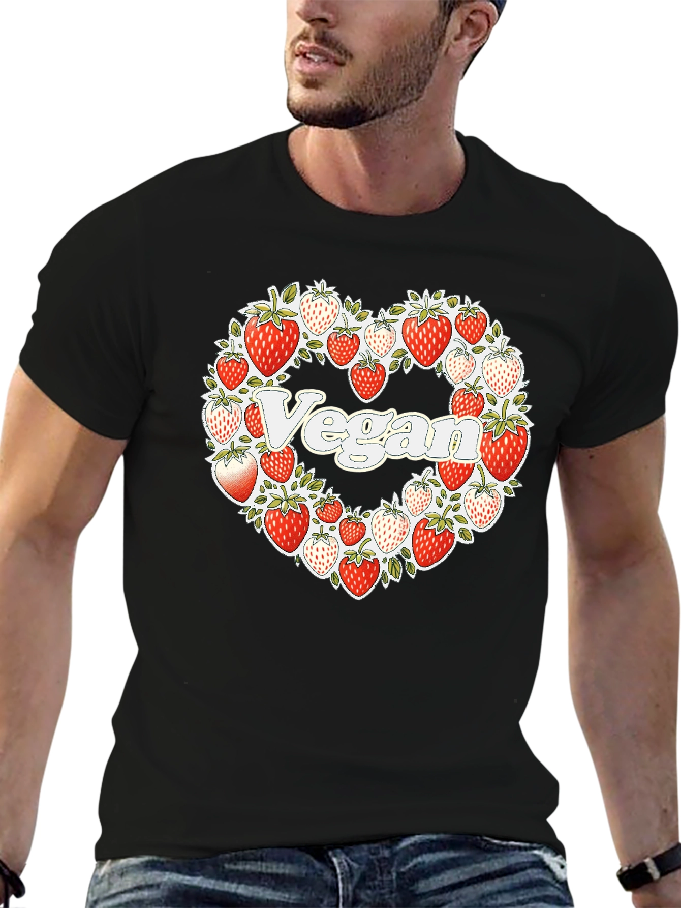 Vegan Strawberry Heart T-Shirt