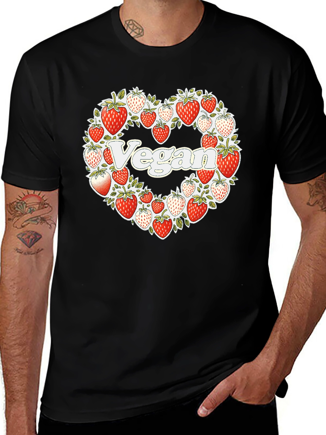 Vegan Strawberry Heart T-Shirt