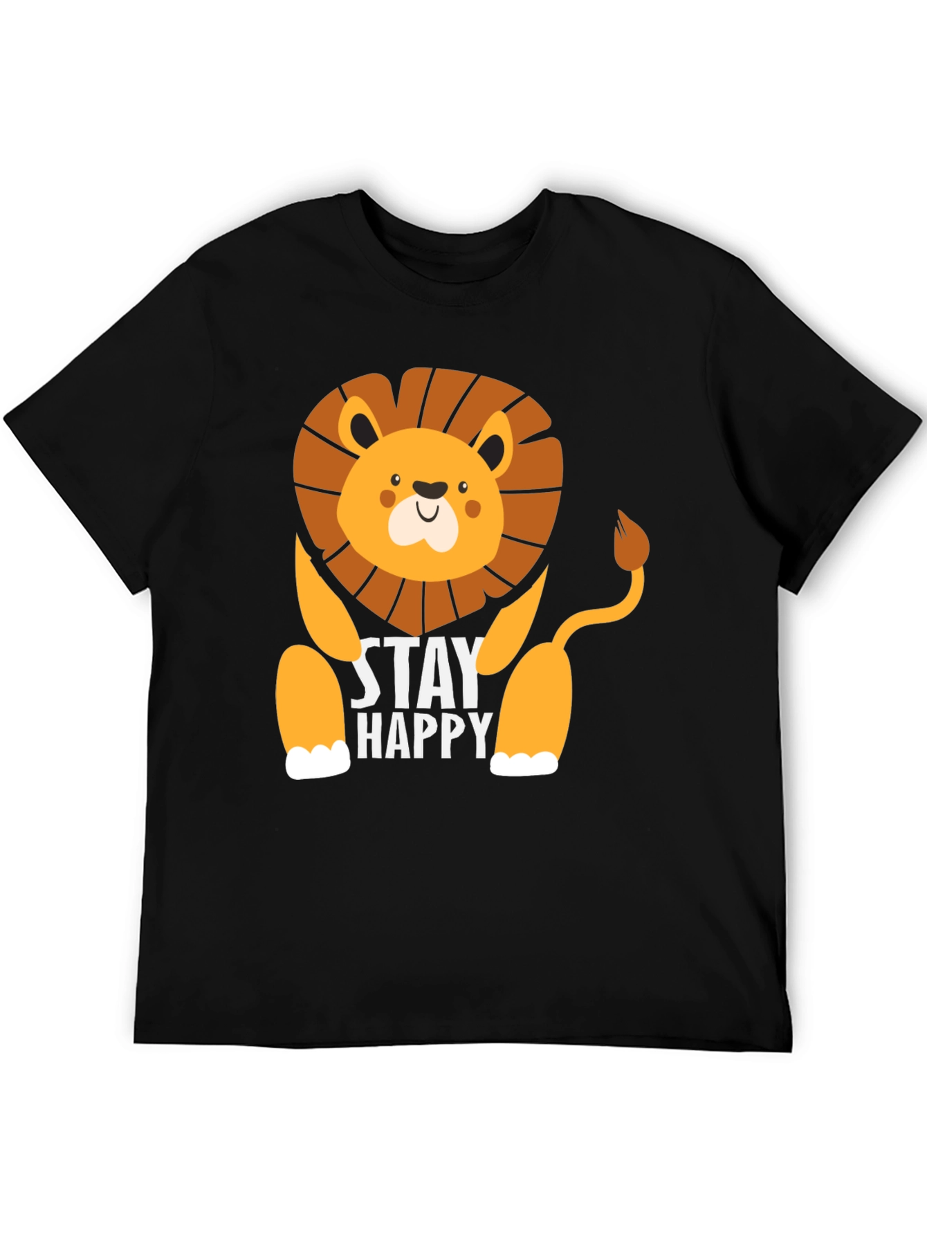 Stay Happy Lion Graphic Tee - Mens