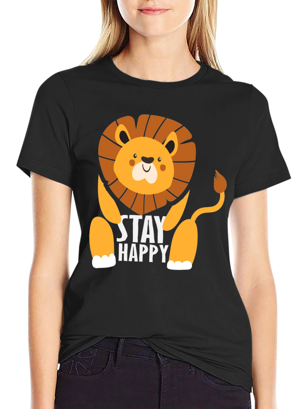Stay Happy Lion Graphic Tee - Mens