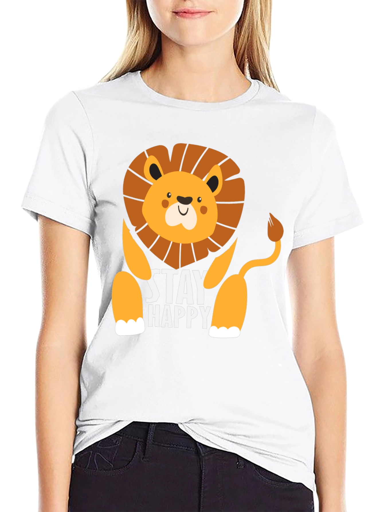 Stay Happy Lion Graphic Tee - Mens