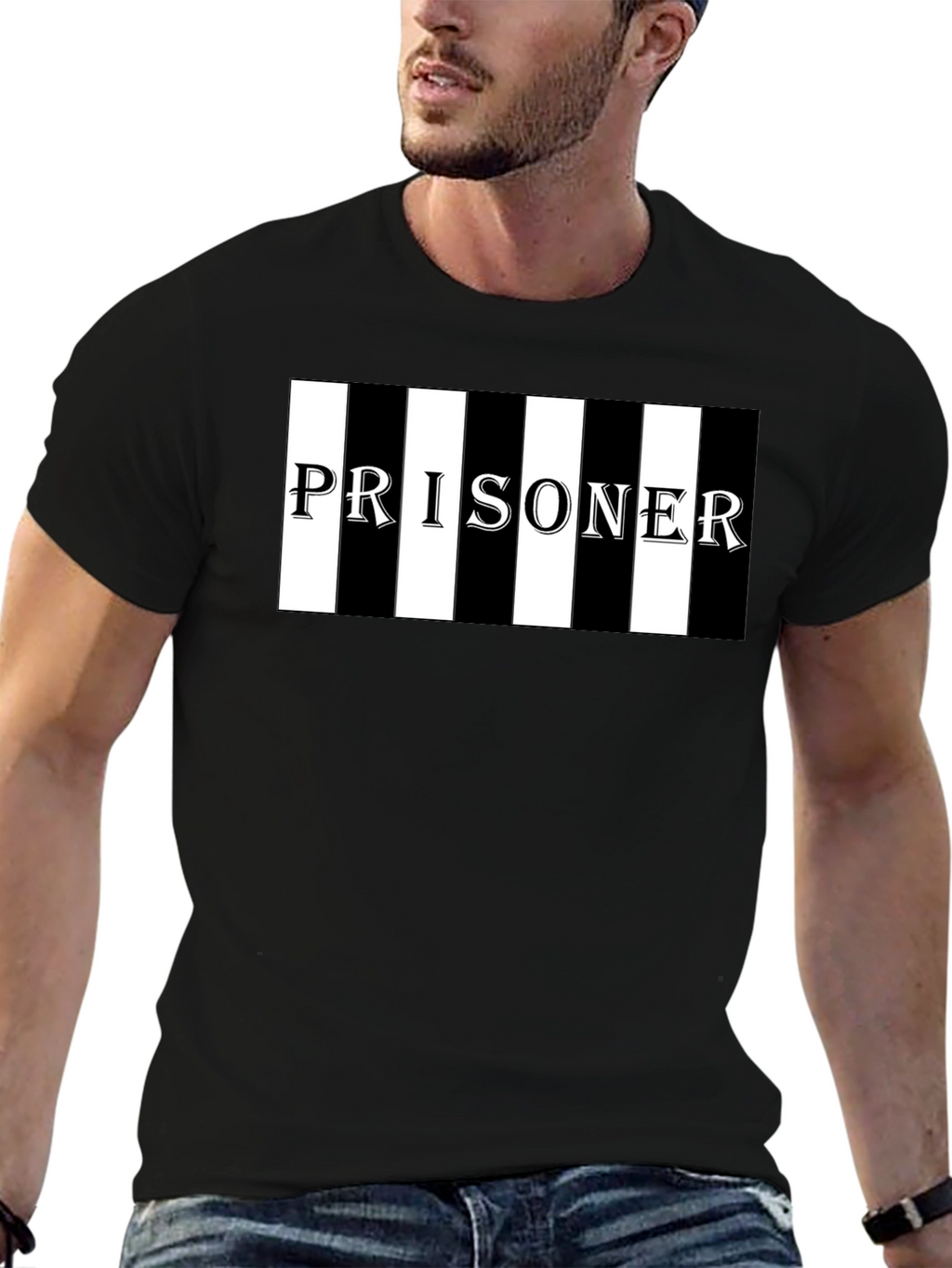 Prisoner Striped Graphic T-Shirt