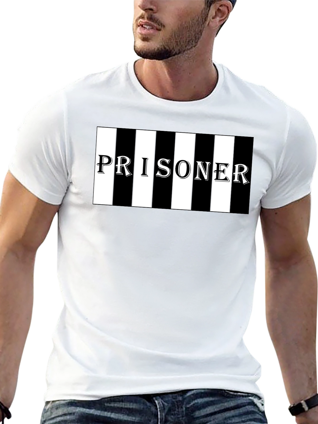 Prisoner Striped Graphic T-Shirt
