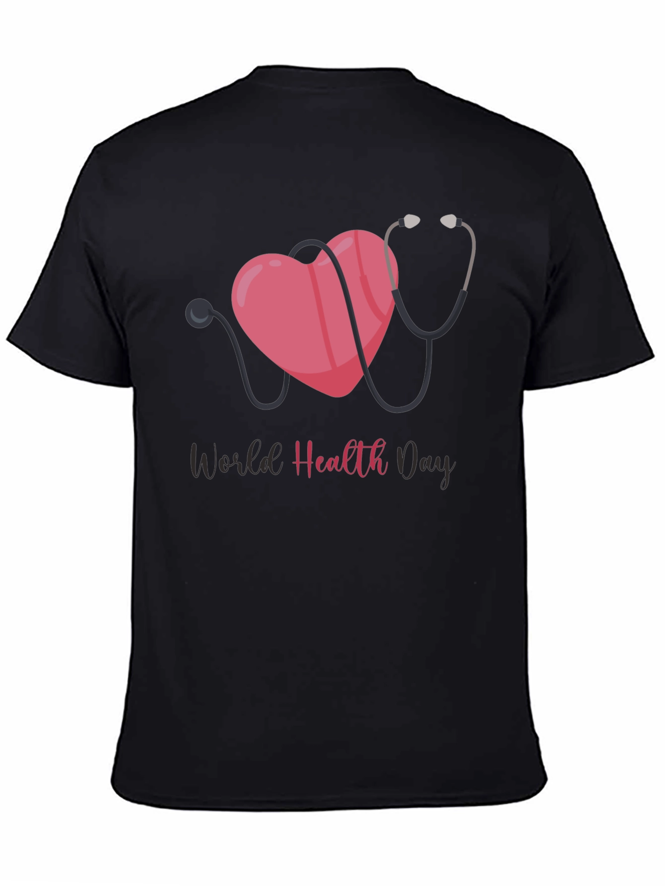 World Health Day T-Shirt - Heart & Stethoscope Design