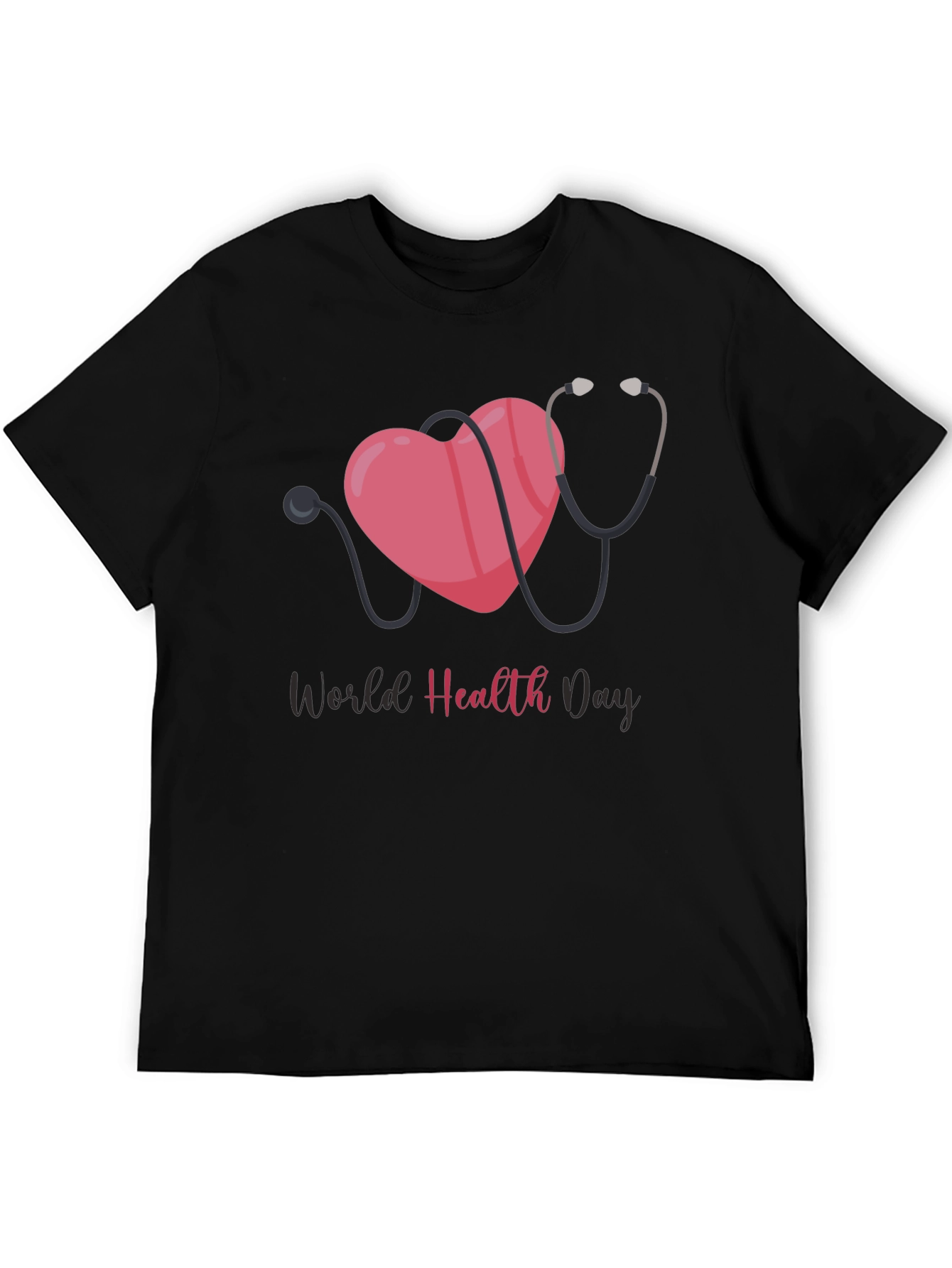 World Health Day T-Shirt - Heart & Stethoscope Design