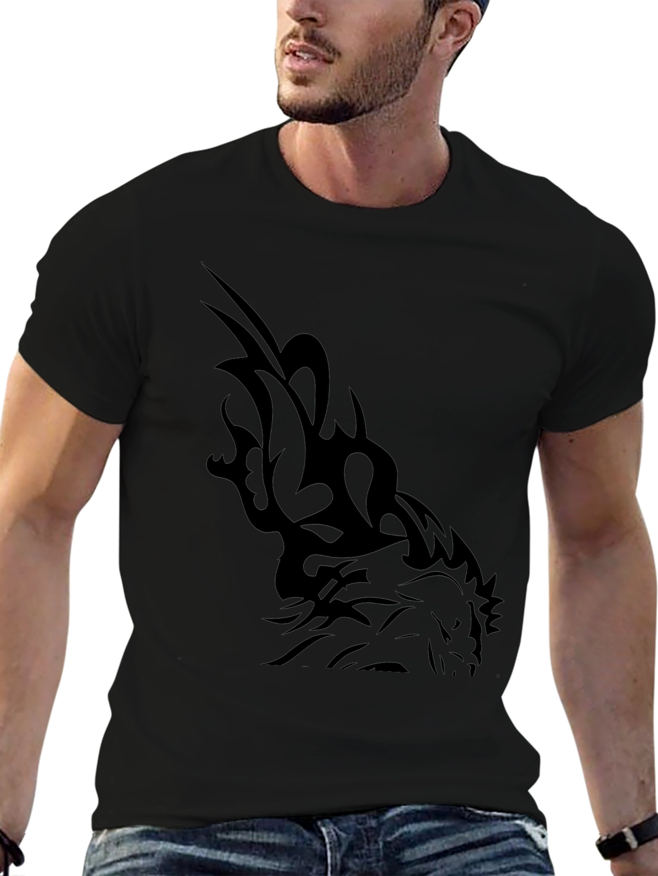 Tribal Dragon Graphic Tee - Mens Black T-Shirt