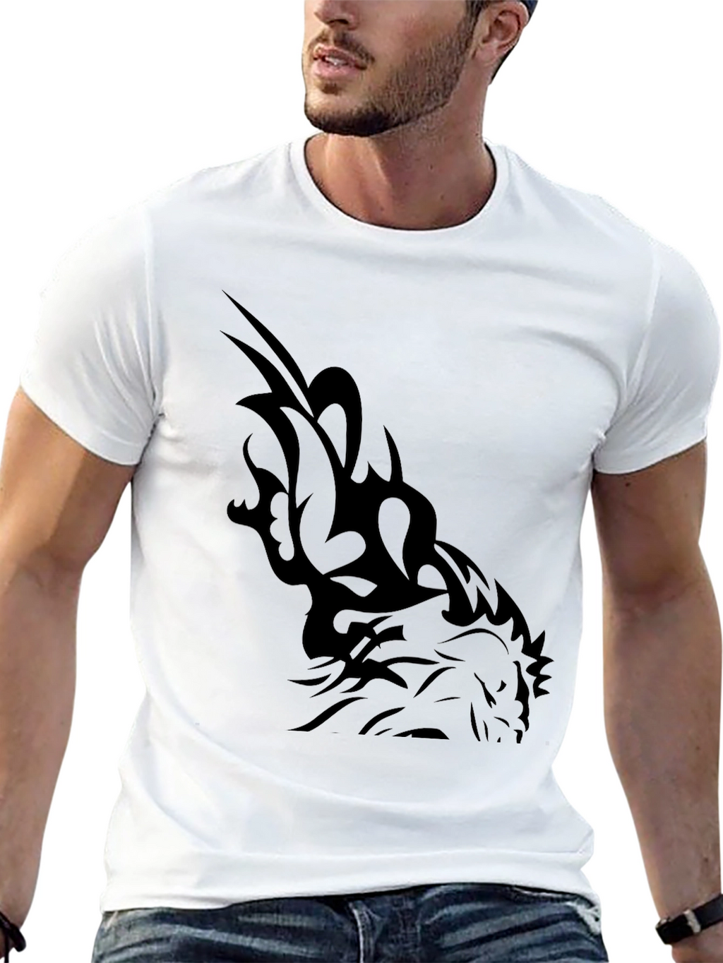 Tribal Dragon Graphic Tee - Mens Black T-Shirt
