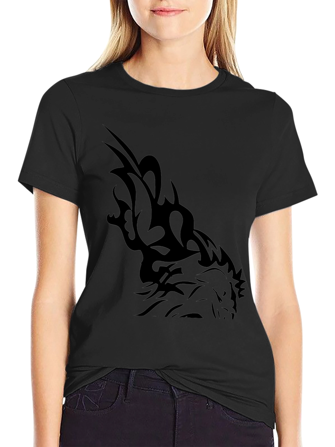 Tribal Dragon Graphic Tee - Mens Black T-Shirt