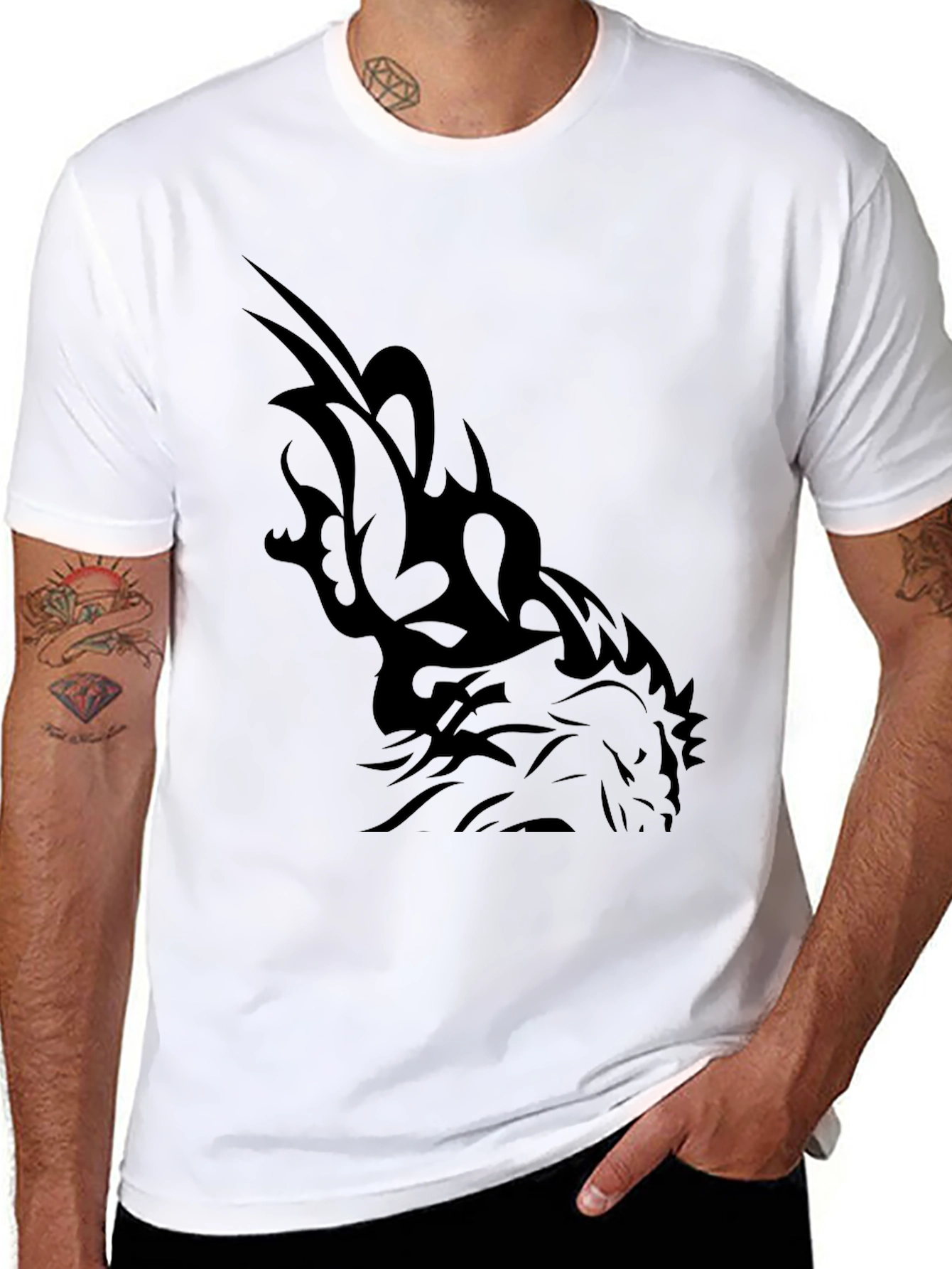 Tribal Dragon Graphic Tee - Mens Black T-Shirt
