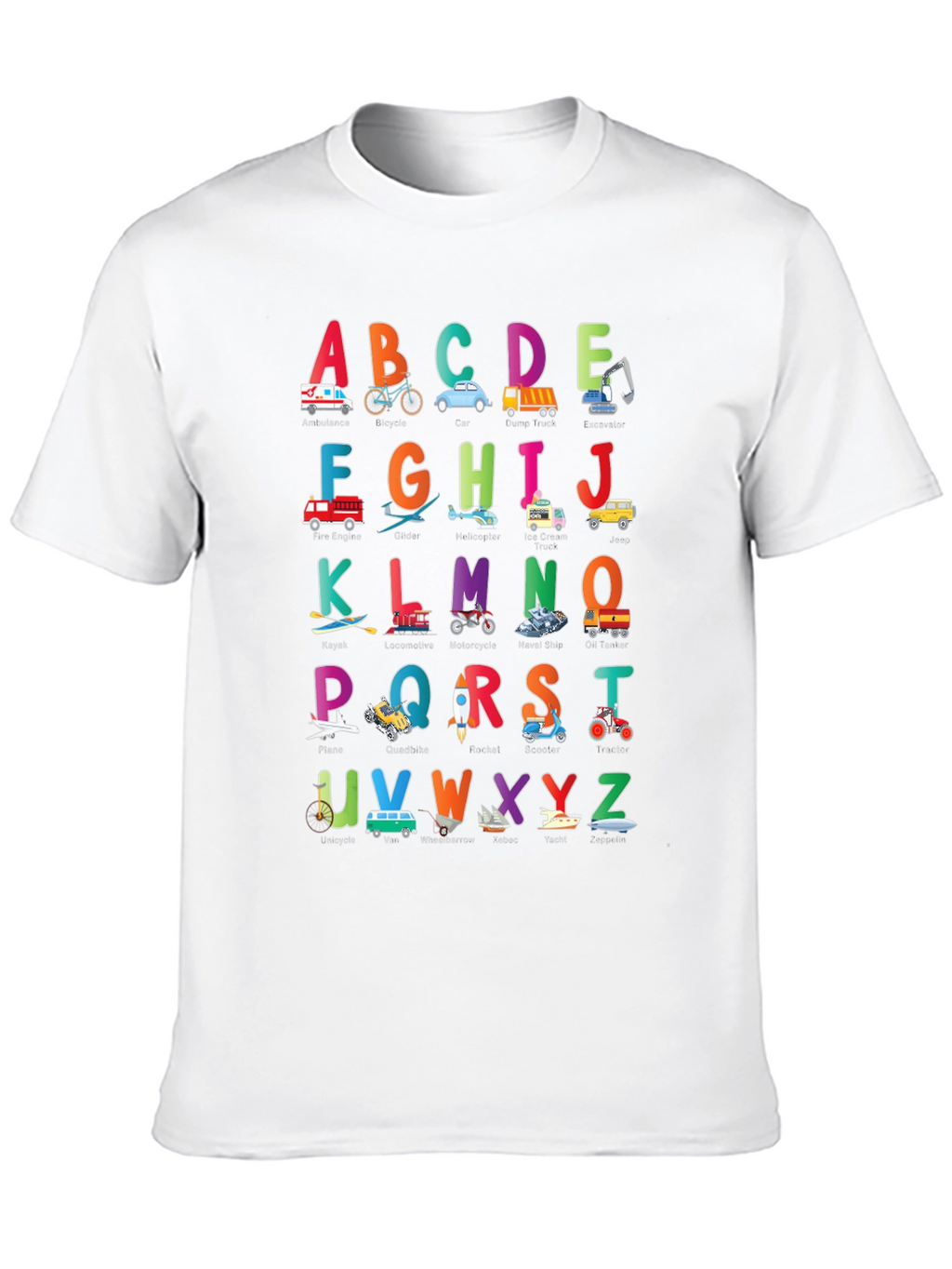 Alphabet Vehicles Kids T-Shirt