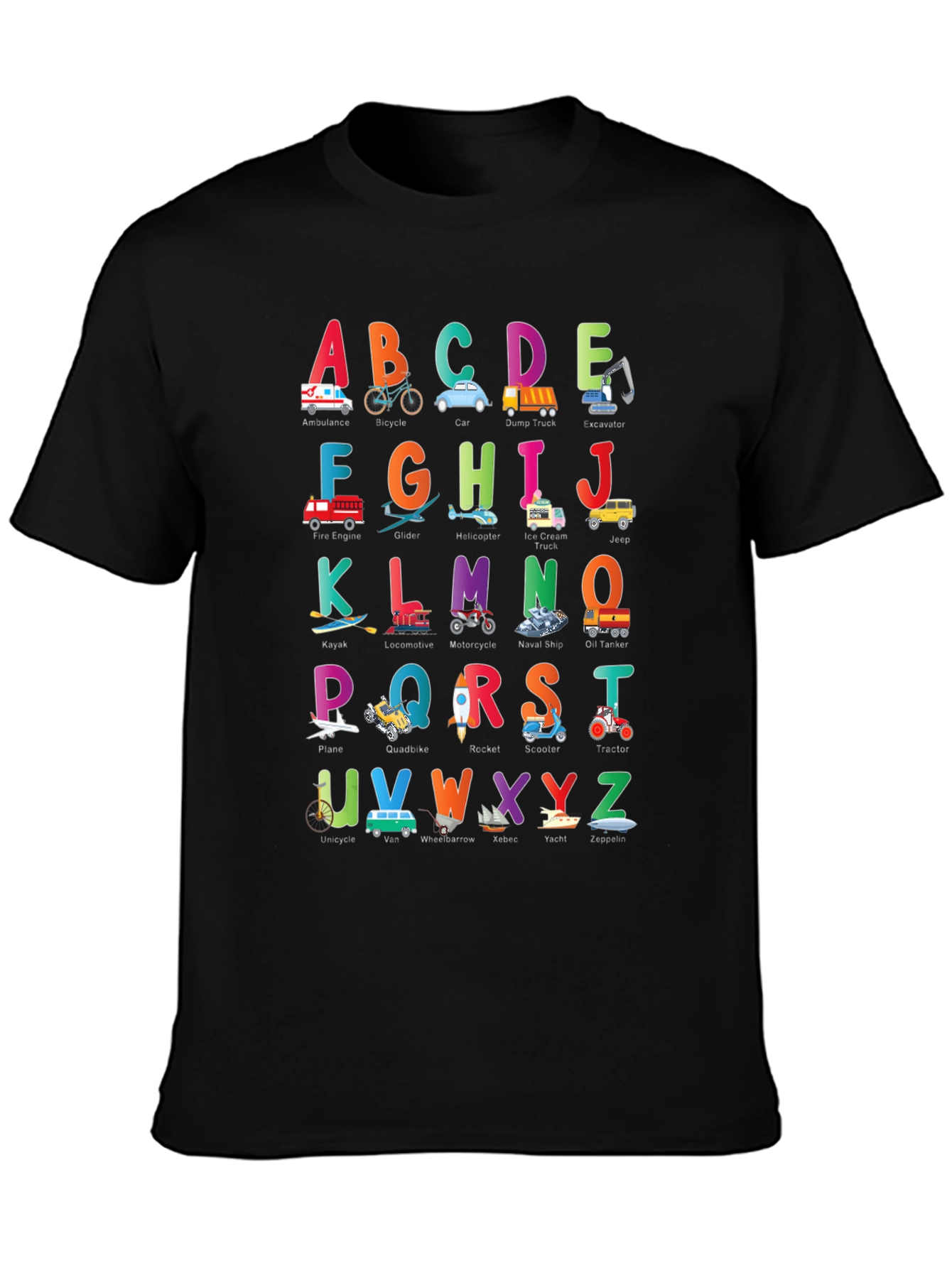 Alphabet Vehicles Kids T-Shirt