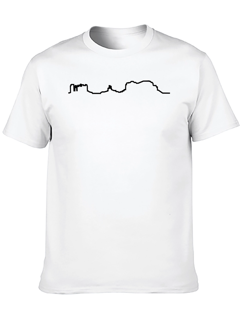 Mens Black T-Shirt with Scenic Skyline Design