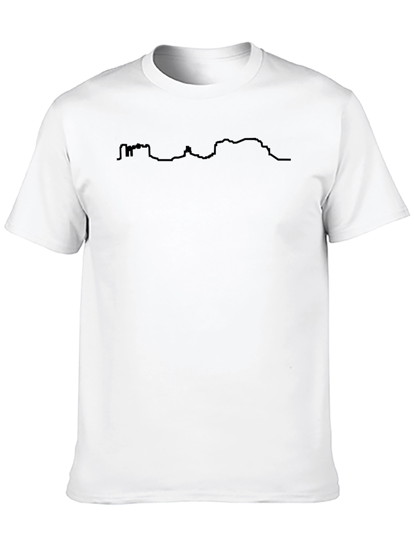 Mens Black T-Shirt with Scenic Skyline Design