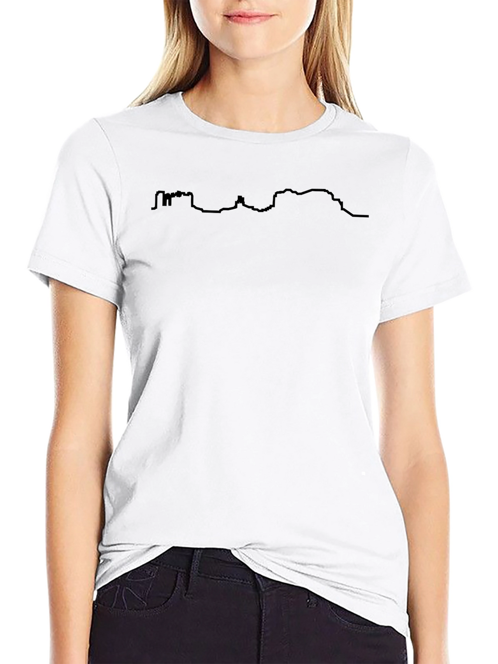 Mens Black T-Shirt with Scenic Skyline Design