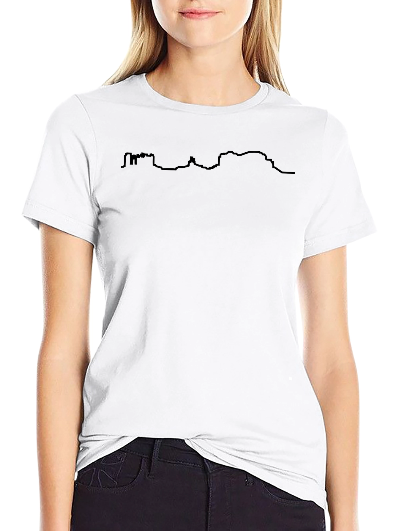 Mens Black T-Shirt with Scenic Skyline Design