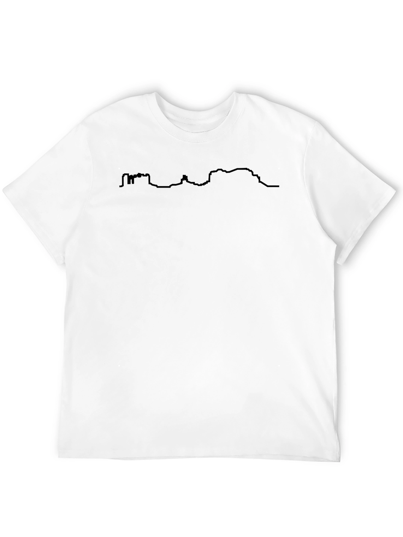 Mens Black T-Shirt with Scenic Skyline Design