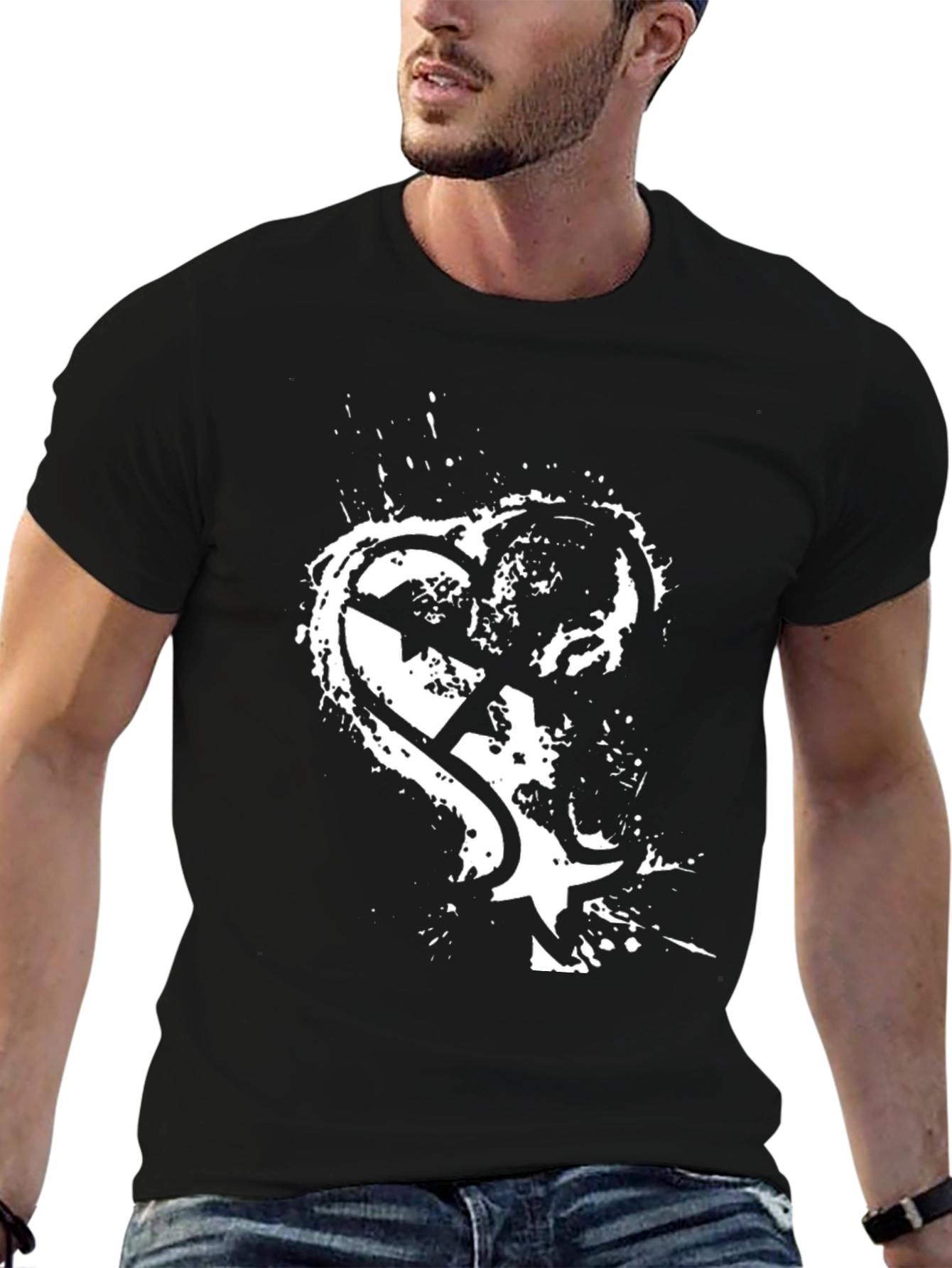 Edgy Graphic Tee - Broken Heart Star