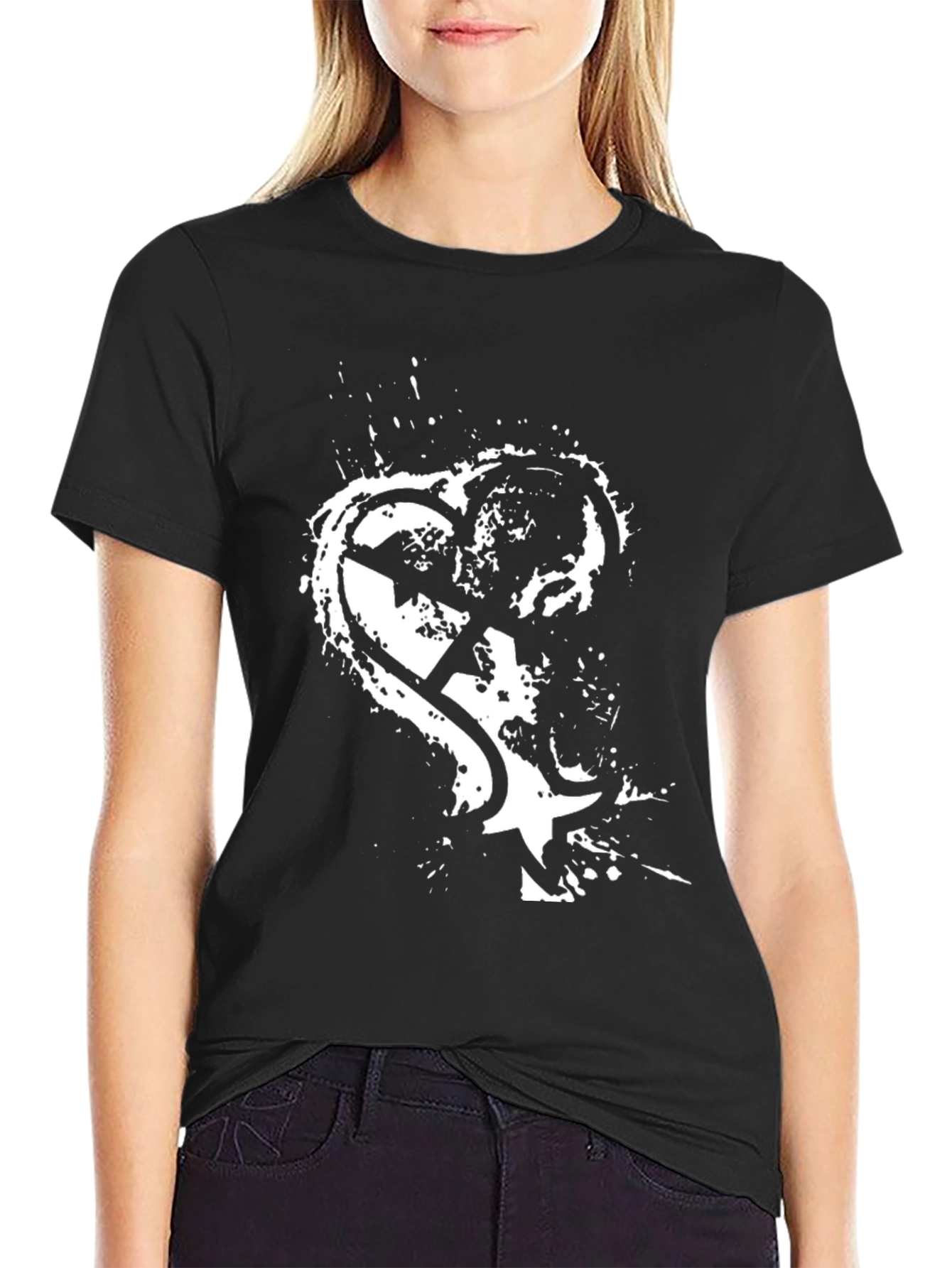 Edgy Graphic Tee - Broken Heart Star