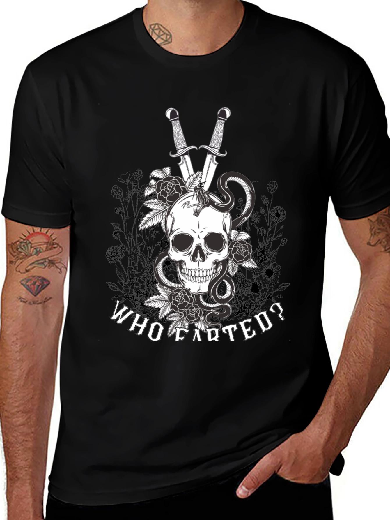 Skull Snake & Sword Graphic Tee