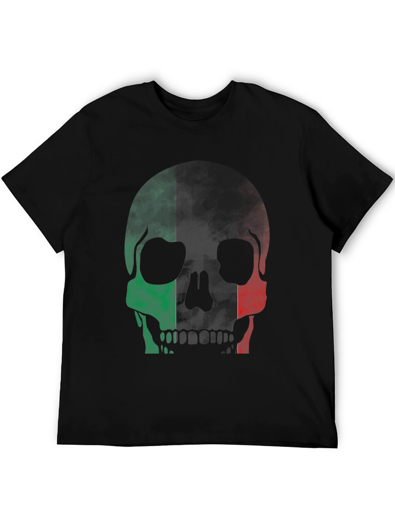 Italian Flag Skull Graphic Tee - Cool Casual Black T-Shirt
