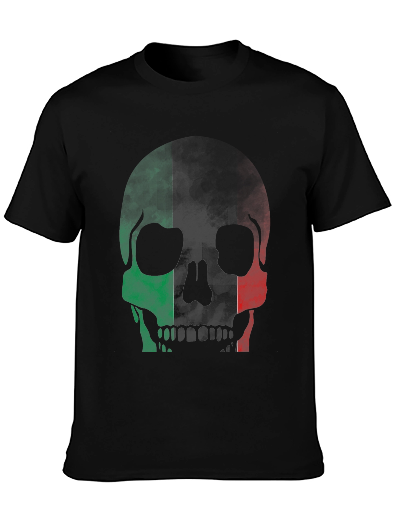 Italian Flag Skull Graphic Tee - Cool Casual Black T-Shirt