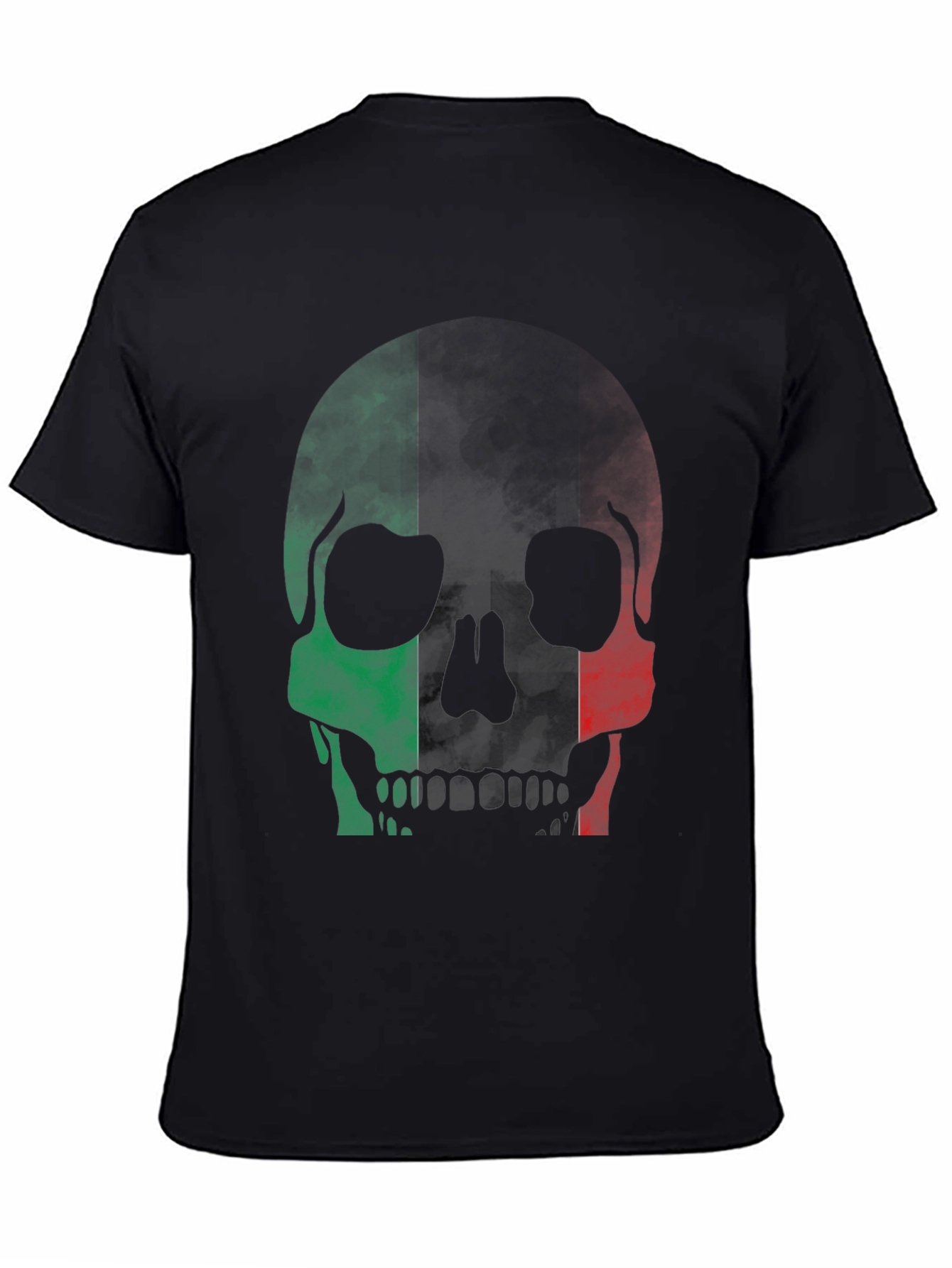Italian Flag Skull Graphic Tee - Cool Casual Black T-Shirt