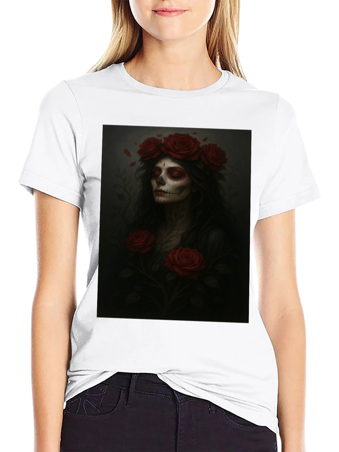 Day of the Dead T-Shirt - Floral Skull Design