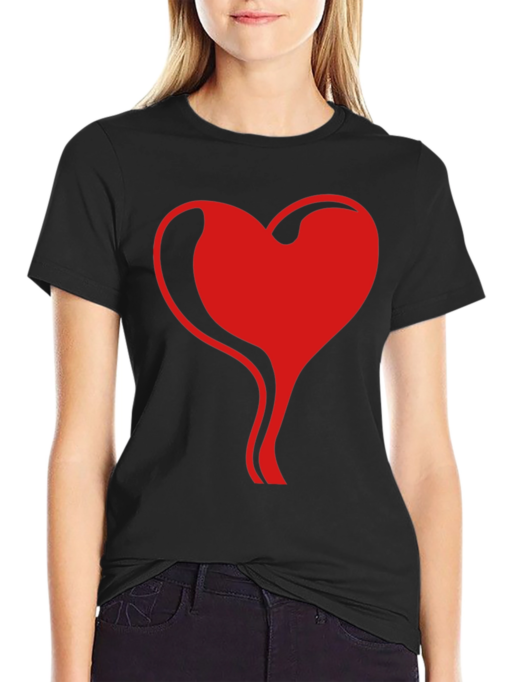Heart Flow Graphic Tee - Stylish Black T-Shirt