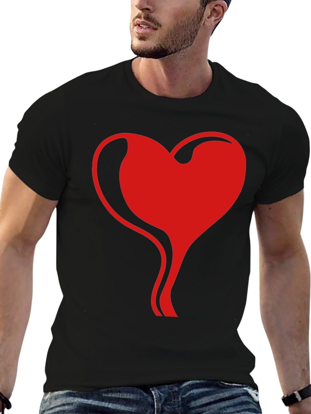 Heart Flow Graphic Tee - Stylish Black T-Shirt
