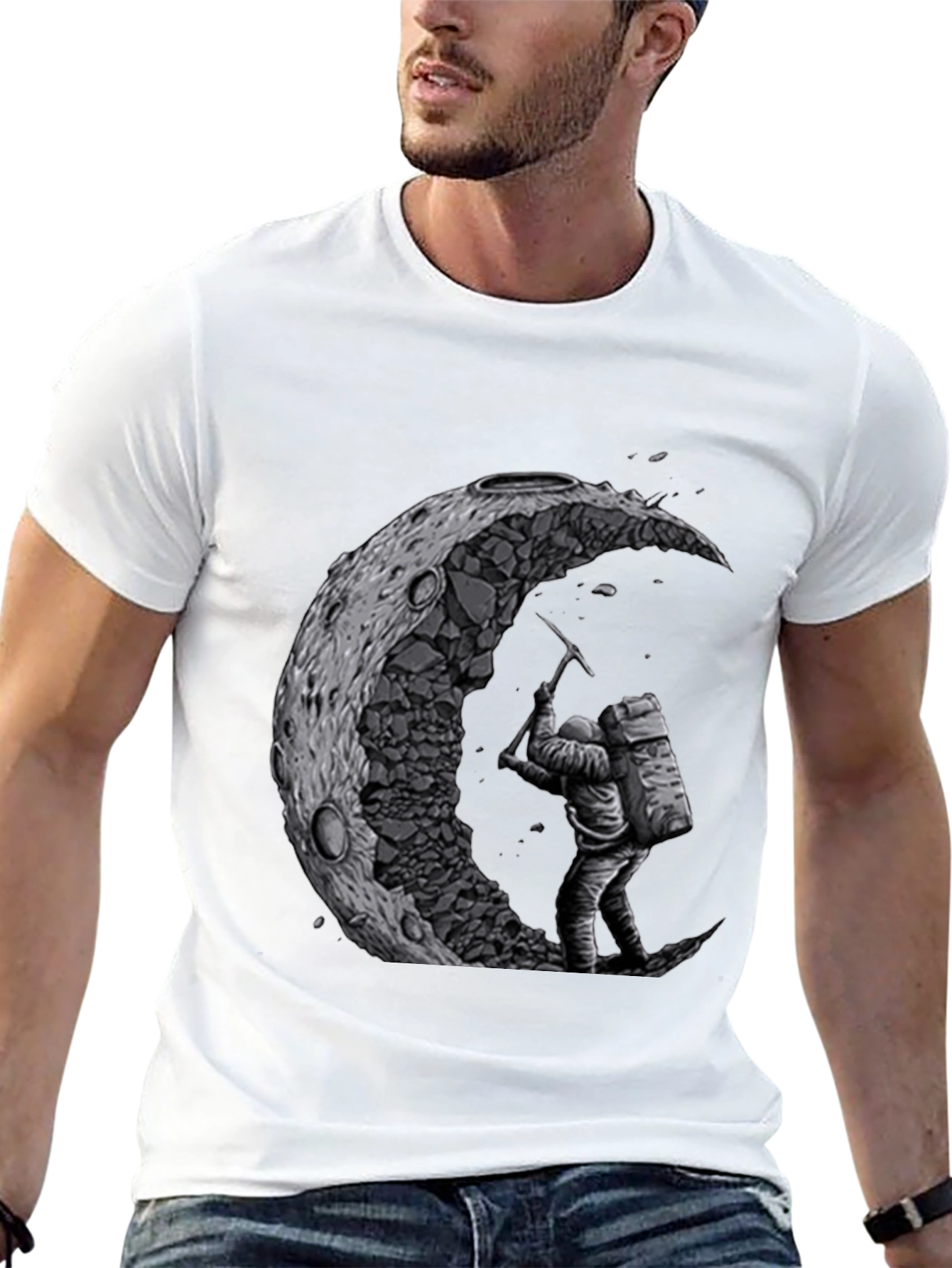 Moon Miner Graphic T-Shirt - Black Cotton Tee
