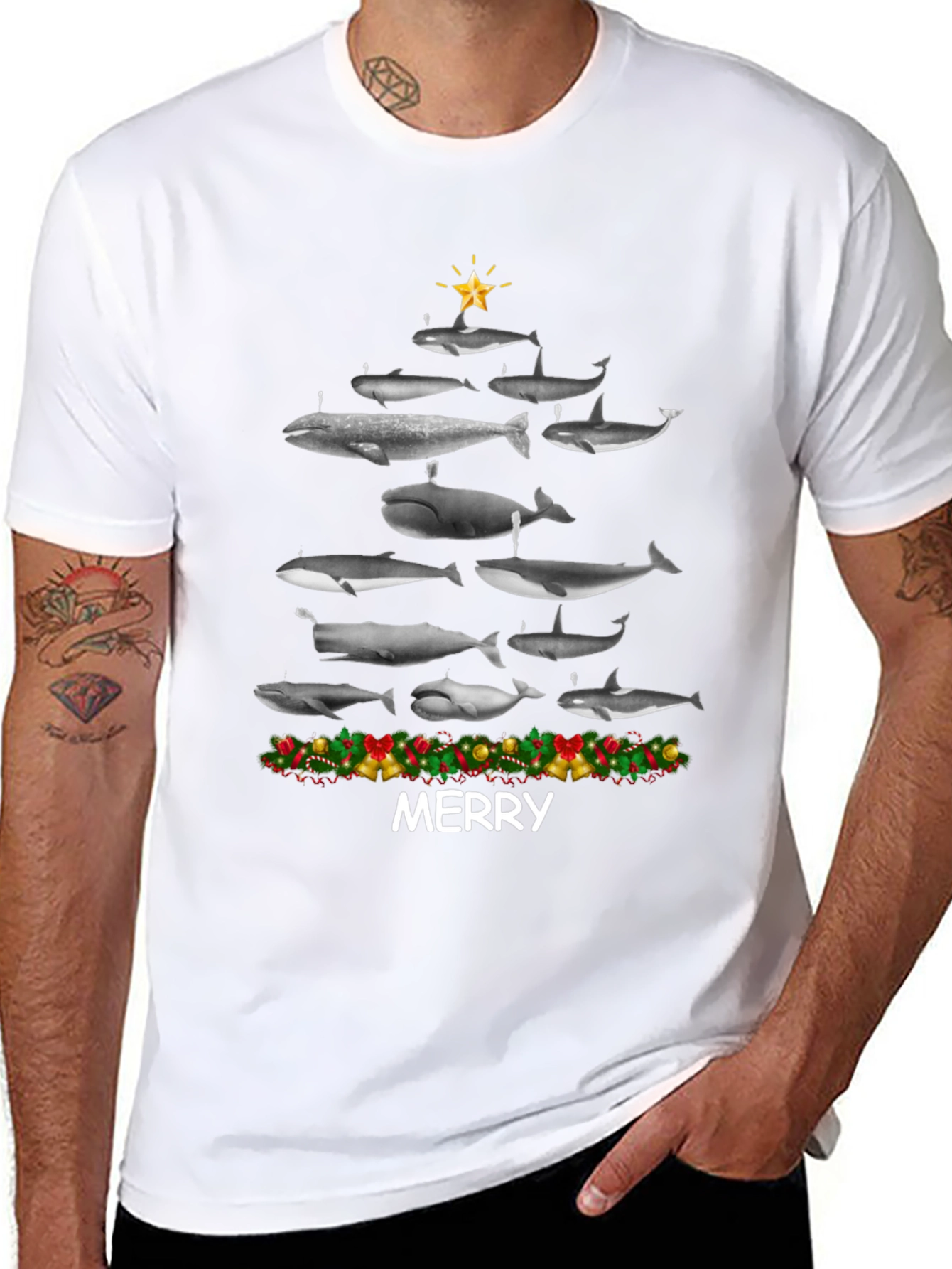 Whale Christmas Tree T-Shirt - Merry Christmas