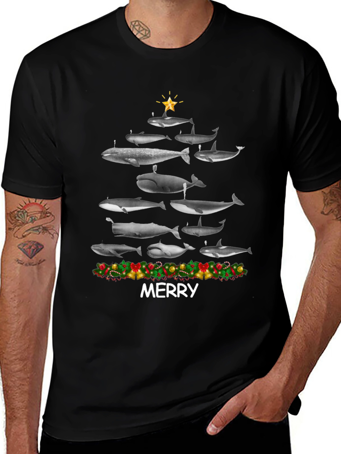 Whale Christmas Tree T-Shirt - Merry Christmas