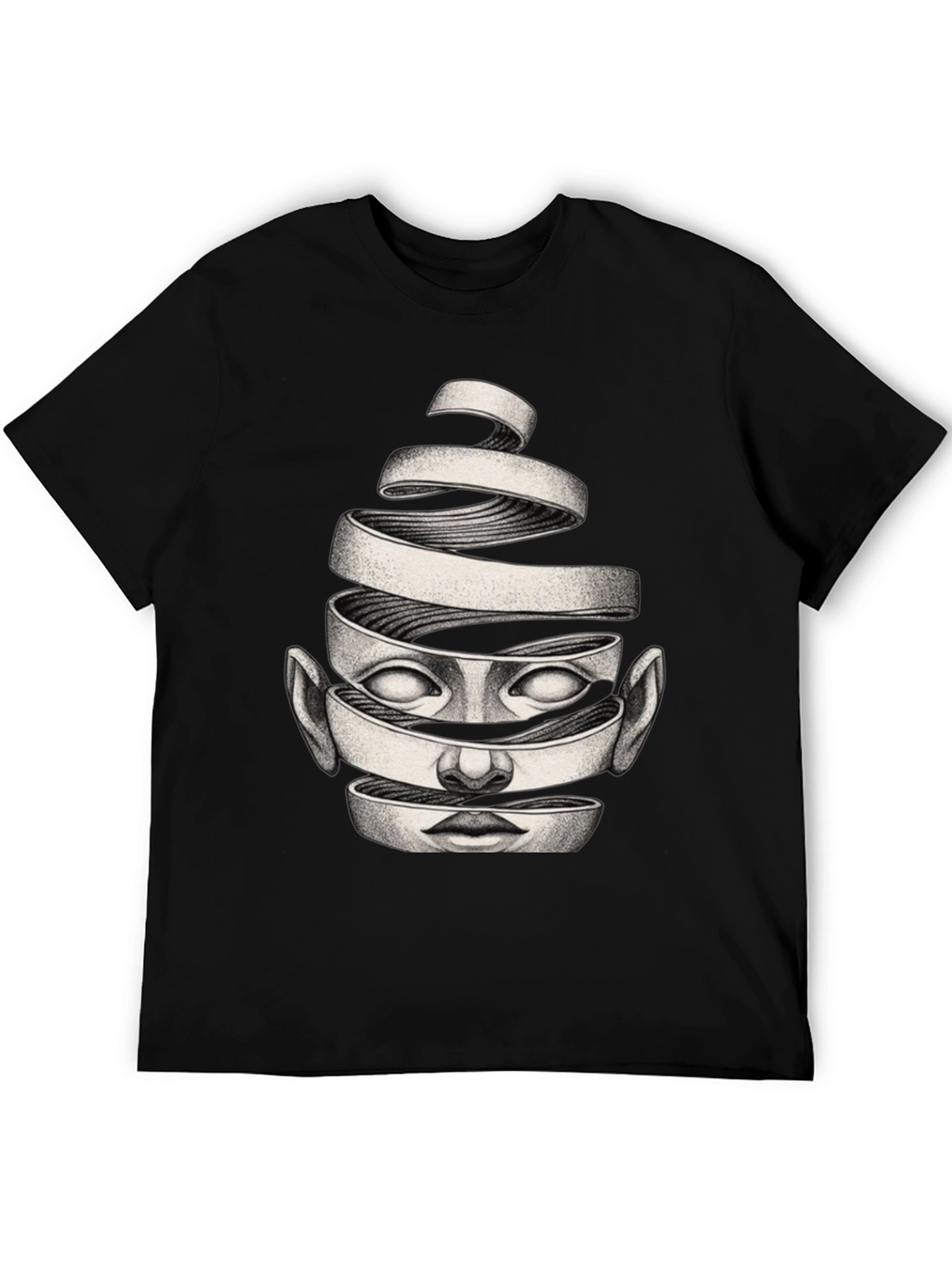 Surreal Face Graphic Black T-Shirt