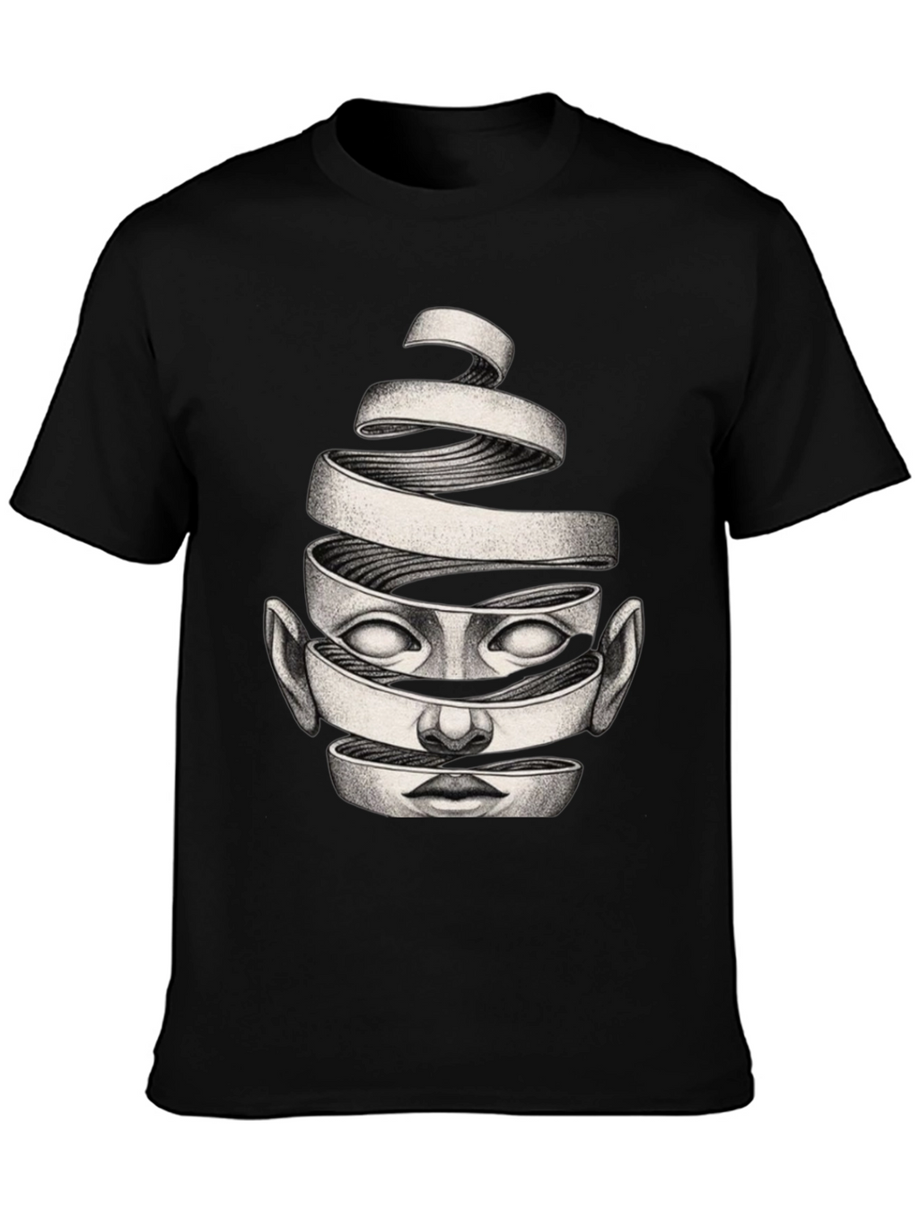 Surreal Face Graphic Black T-Shirt
