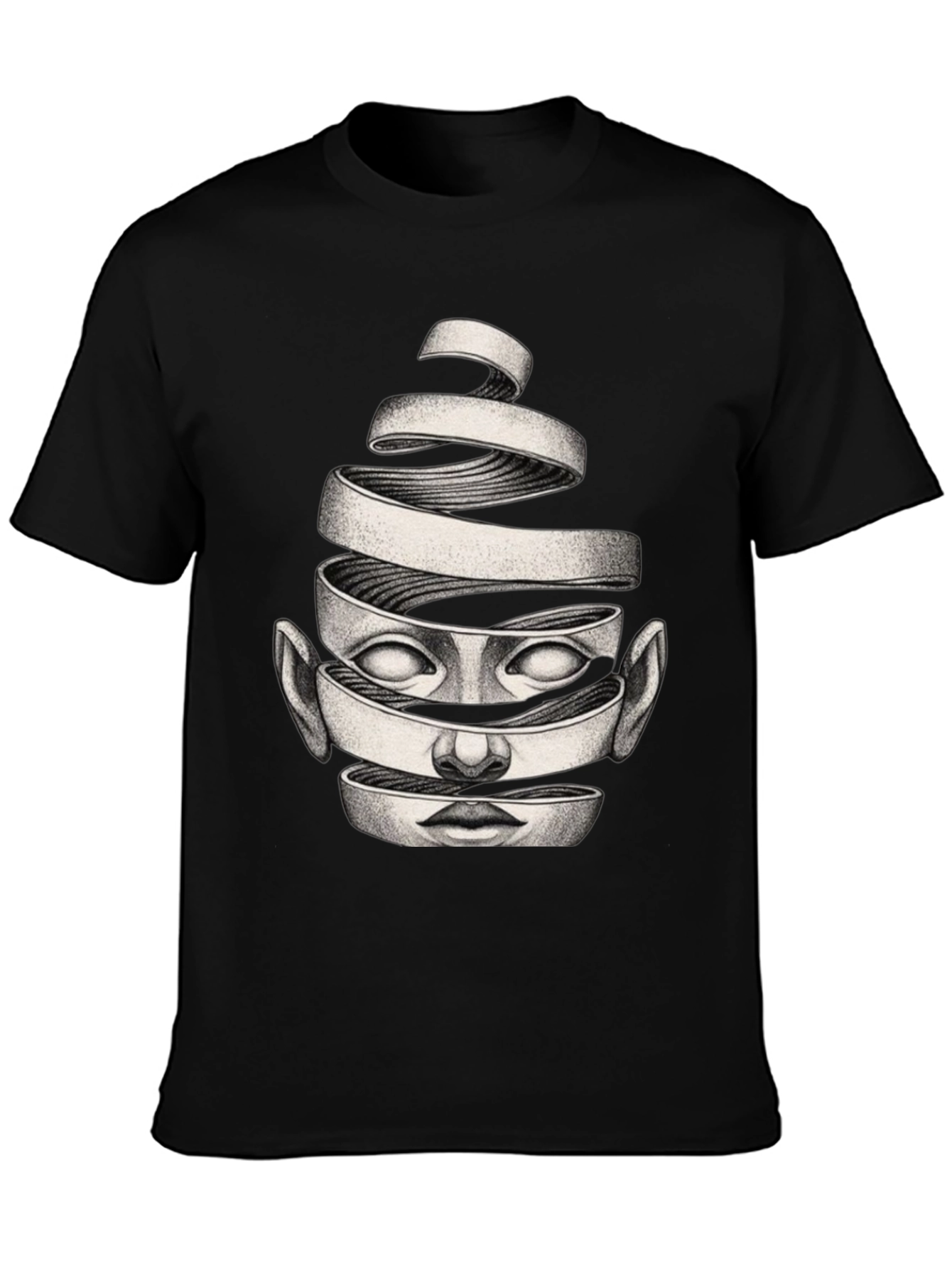 Surreal Face Graphic Black T-Shirt