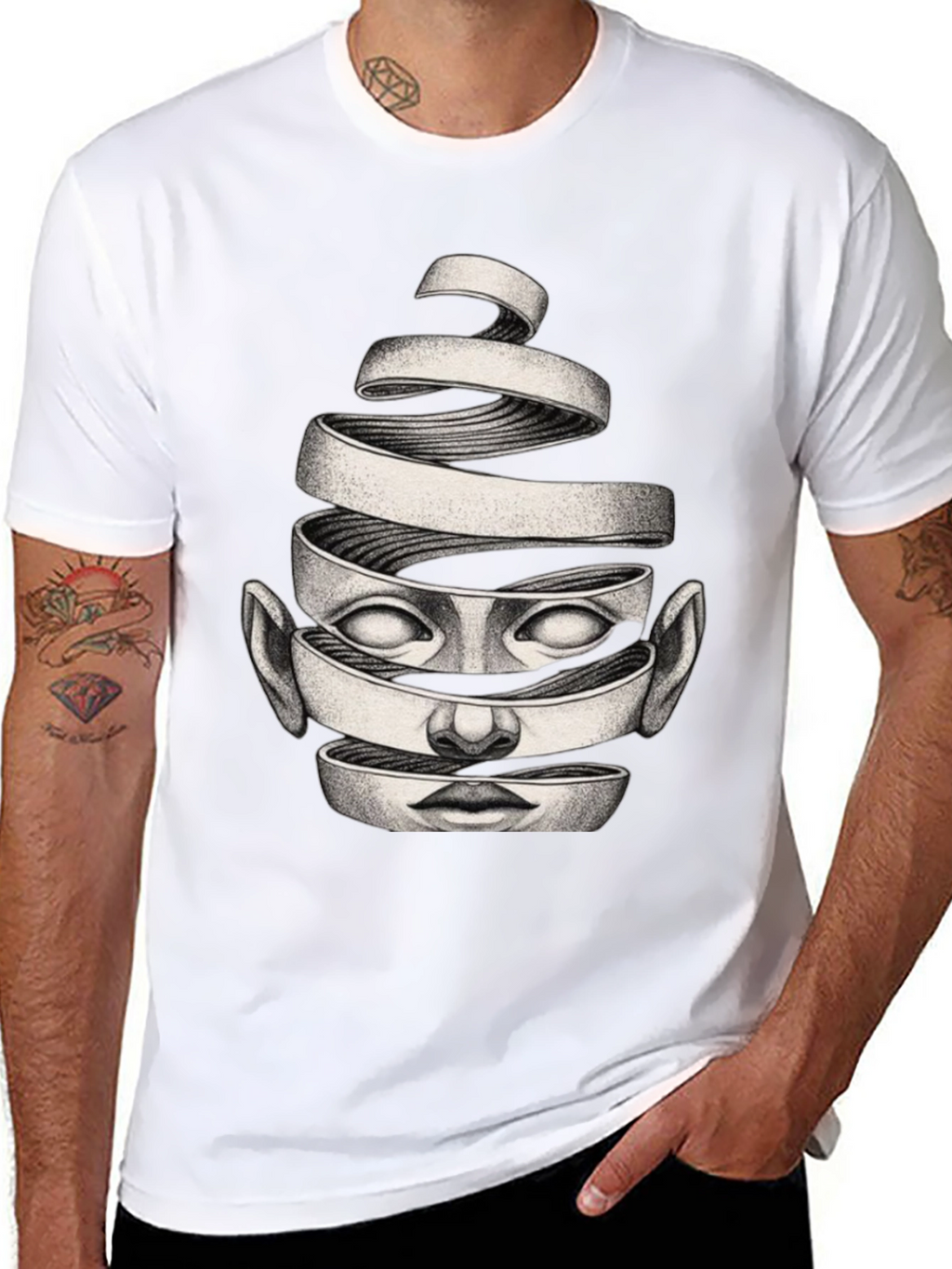 Surreal Face Graphic Black T-Shirt