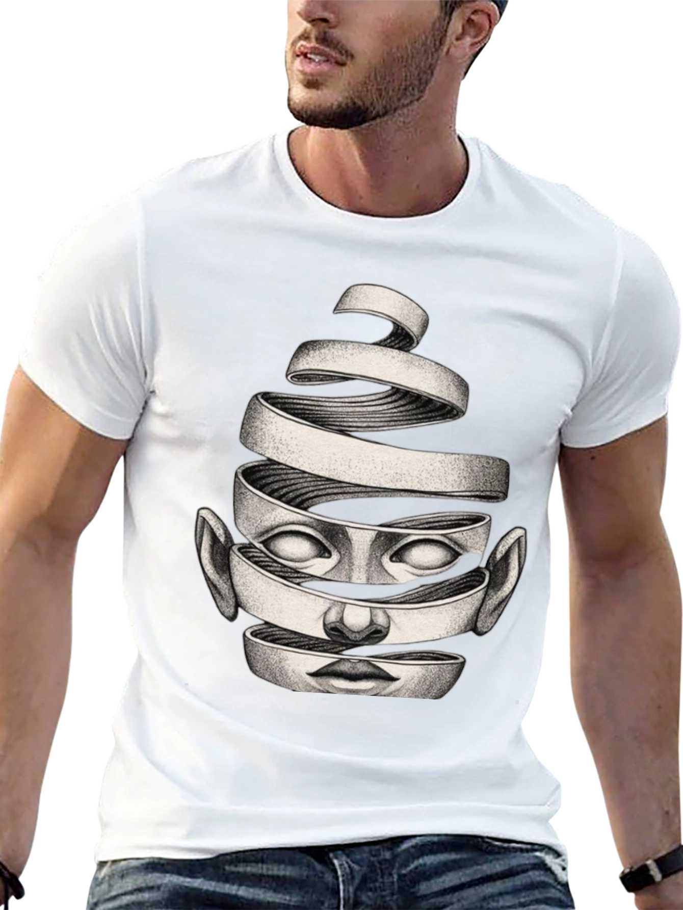 Surreal Face Graphic Black T-Shirt