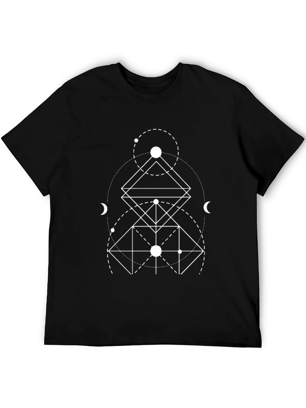 Geometric Design Tee - Black Cotton Blend