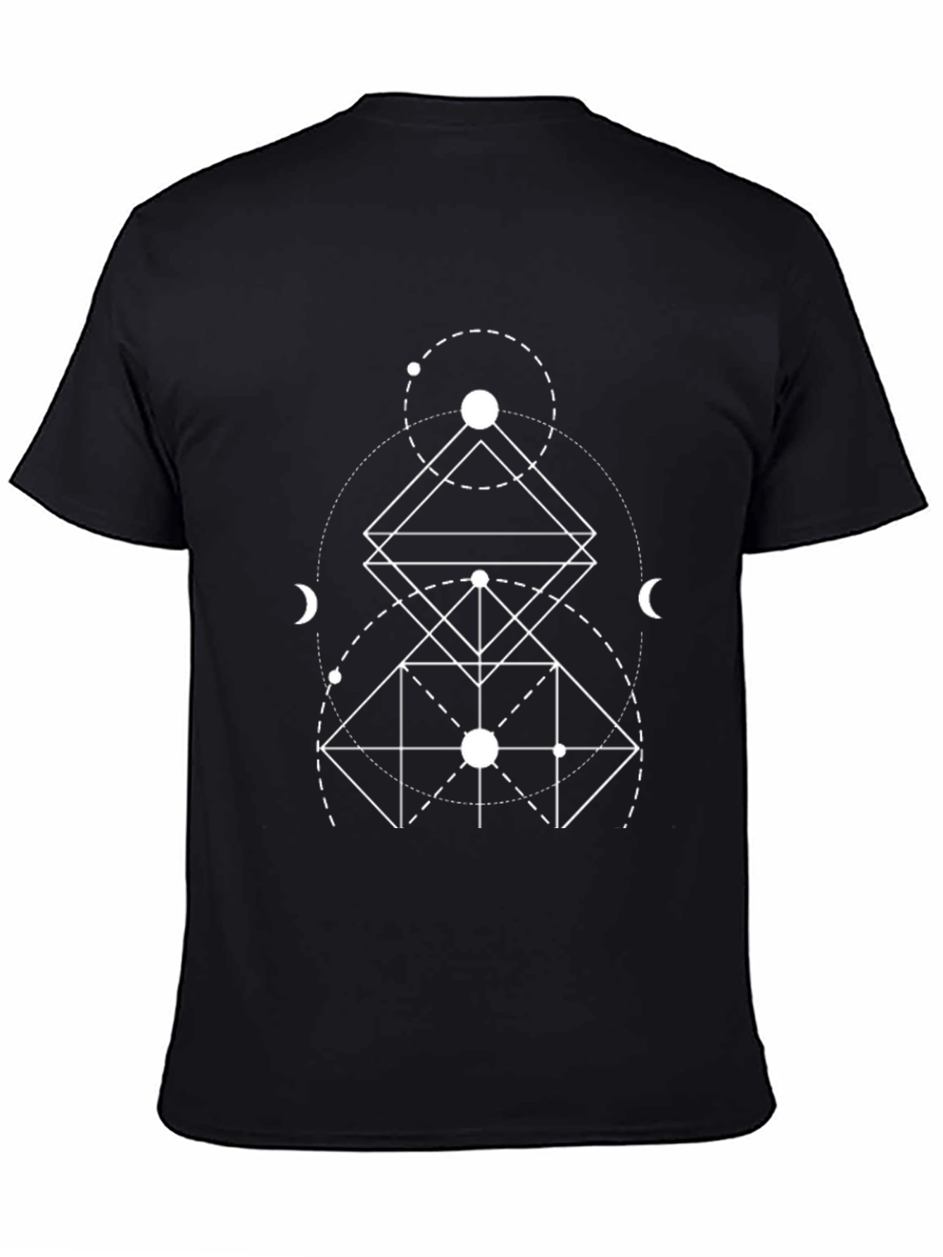 Geometric Design Tee - Black Cotton Blend