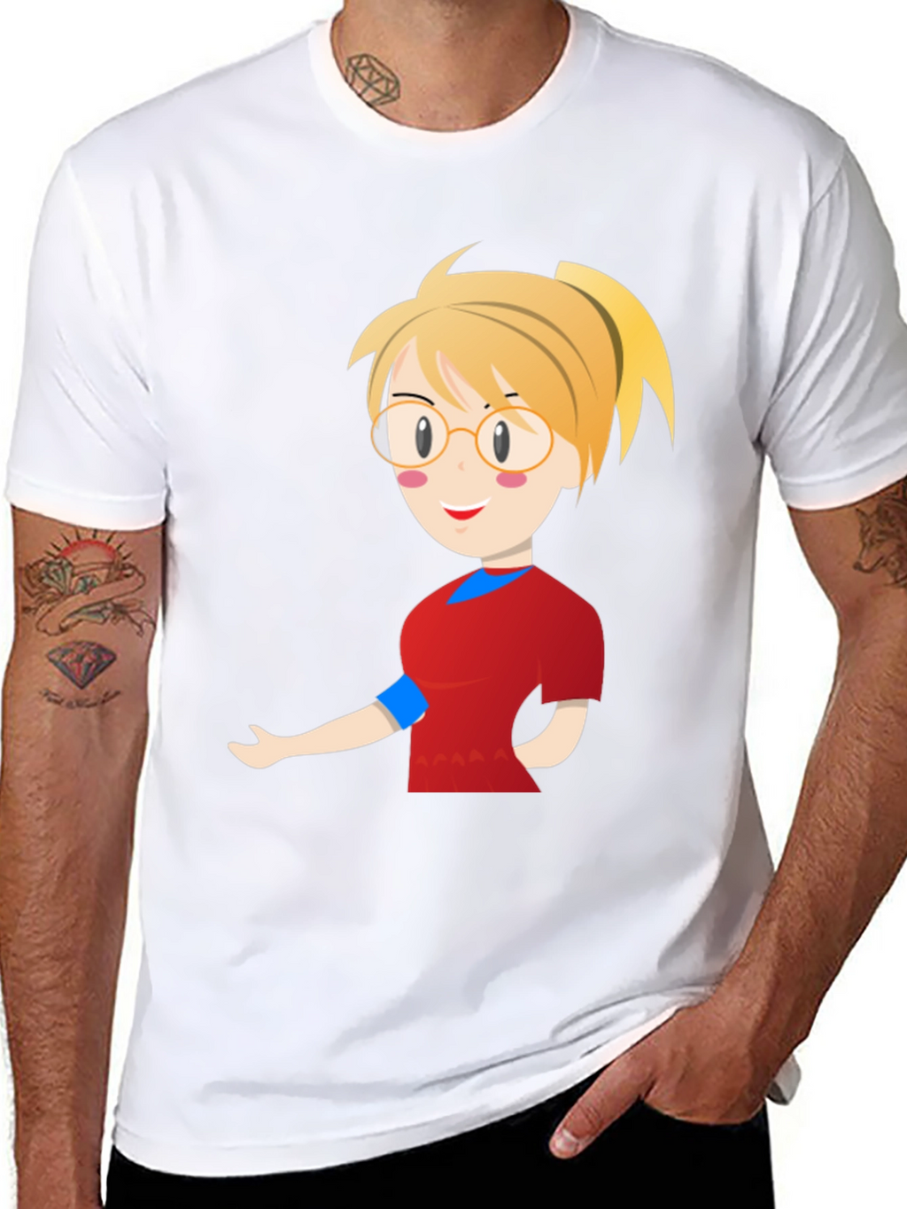 Cartoon Girl Black T-Shirt