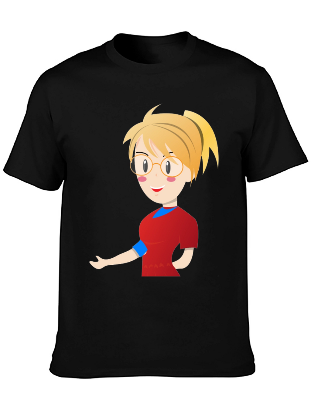 Cartoon Girl Black T-Shirt