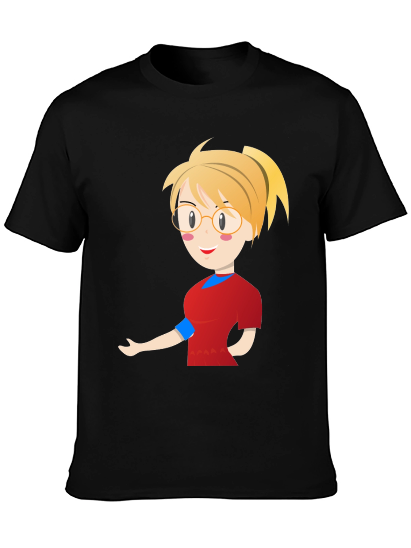 Cartoon Girl Black T-Shirt