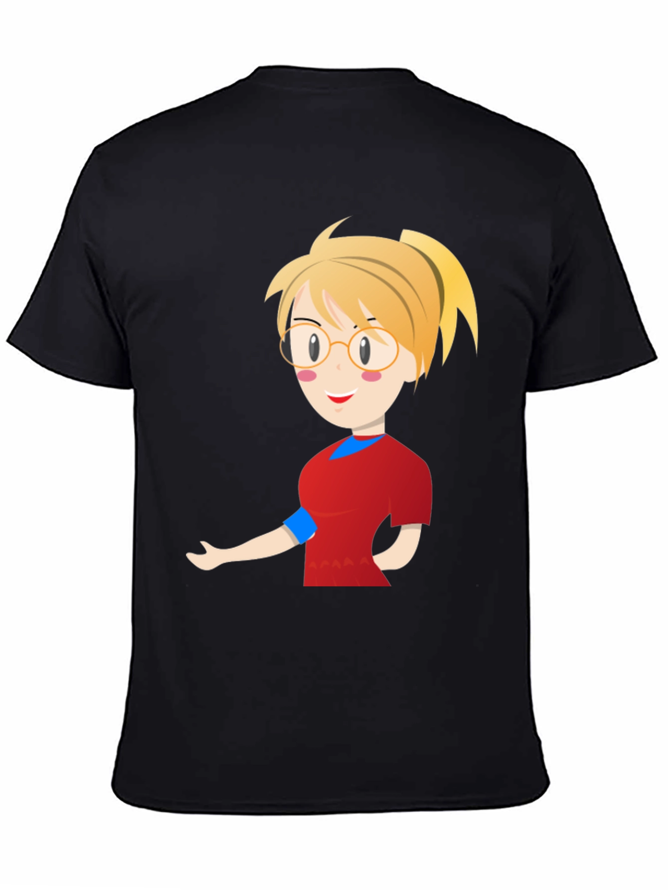 Cartoon Girl Black T-Shirt
