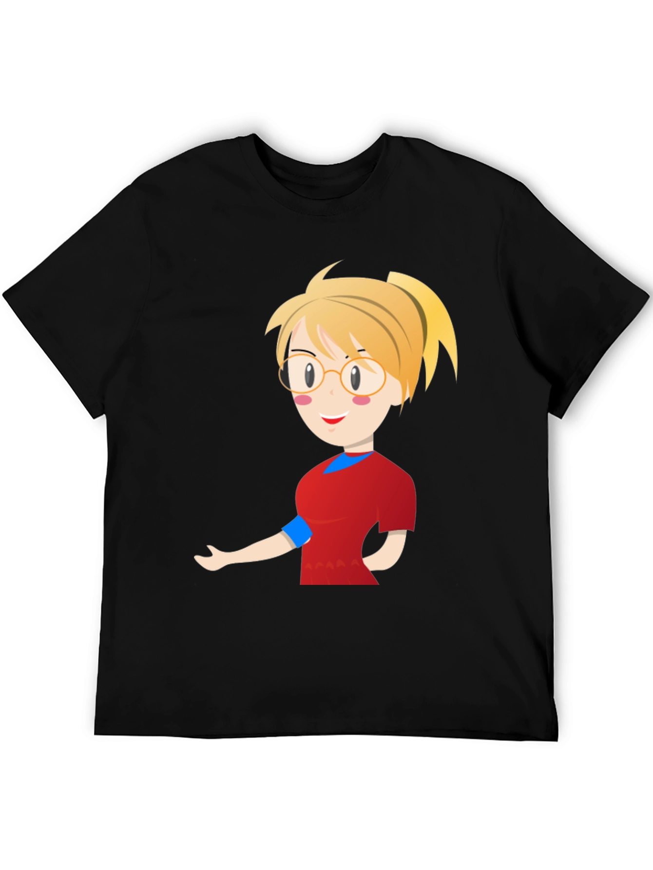 Cartoon Girl Black T-Shirt
