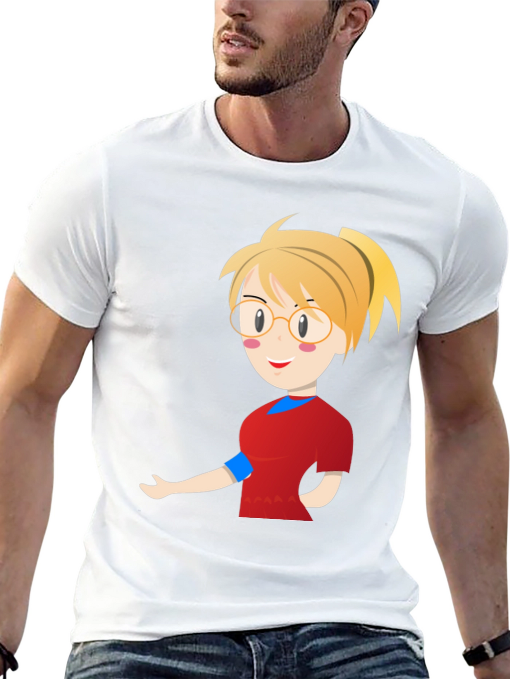 Cartoon Girl Black T-Shirt