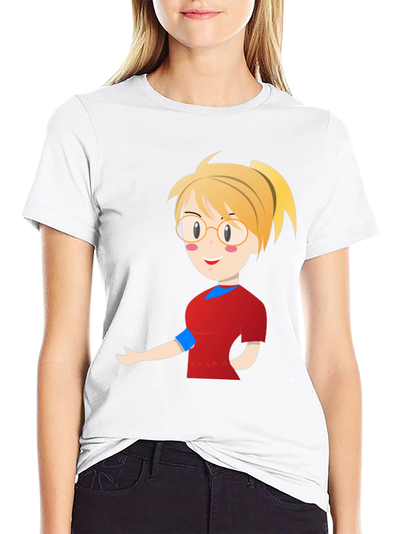 Cartoon Girl Black T-Shirt